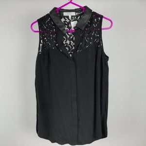 Milly Black Sleeveless tank top front buttons